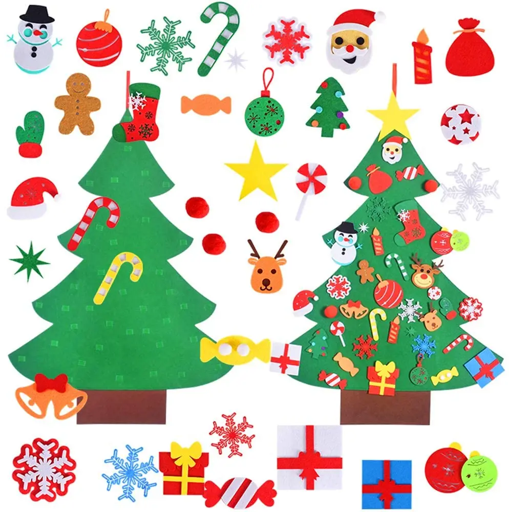 

Рождественская елка из фетра "сделай сам", украшения для дома, новый год 2021, рождественские украшения, Санта Клаус, рождественские подарки дл...