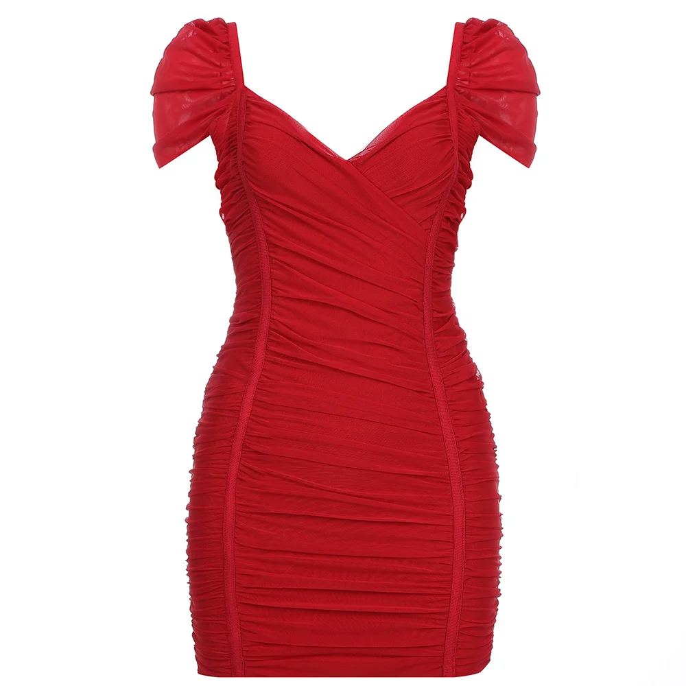 

2019 New Woman white red V-Neck Spaghetti straps Elastic Rayon Party Vestidos Bodycon Bandage Dress