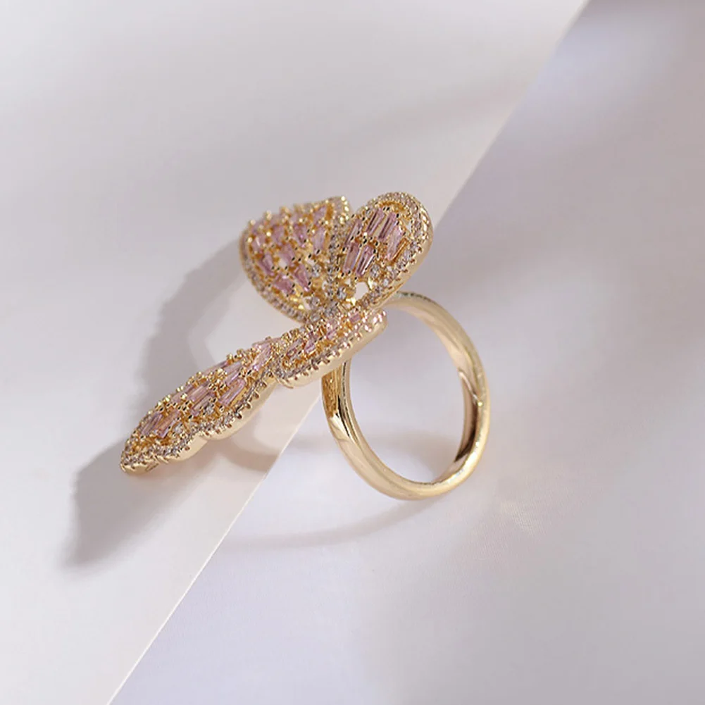 

Adjustable Butterfly Ring Jewelry Zircon Fashion Gift for Women Bride Wedding Party XRQ88