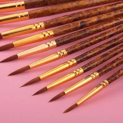 

12 pcs/set Nylon Hair Watercolor Paint Brushes Different Shape Round Plain Tip Gouache Painting Brush Set Art Supplies Brushes