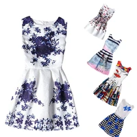 2021 summer kids dresses for girl butterfly floral printed sleeveless casual girl dresses age 6 8 9 10 11 12 16 year party dress