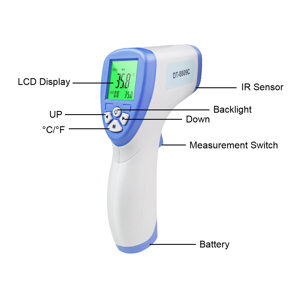 Бесконтактный ИК термометр Ручной цифровой инфракрасный прибор для измерения