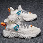 Кроссовки мужские из сетчатого материала, Вулканизированная подошва, Нескользящие, на шнуровке, износостойкие, повседневная обувь, 2021