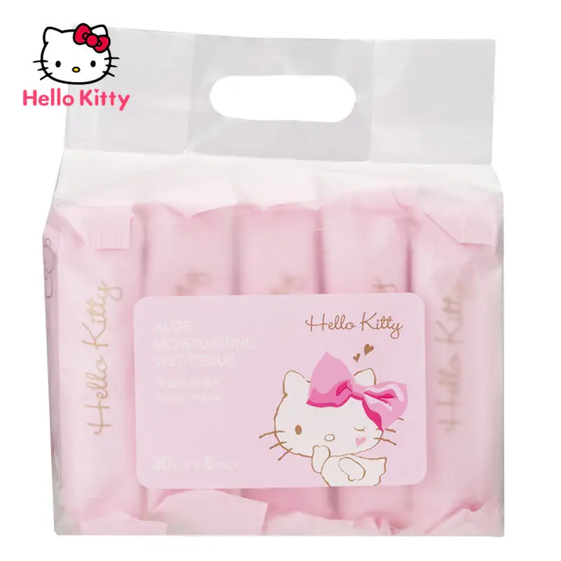 

TAKARA TOMY Hello Kitty Aloe Vera Wipes Extract Deep Cleansing Facial Towel Washing Towel Outing Portable Wet Wipes
