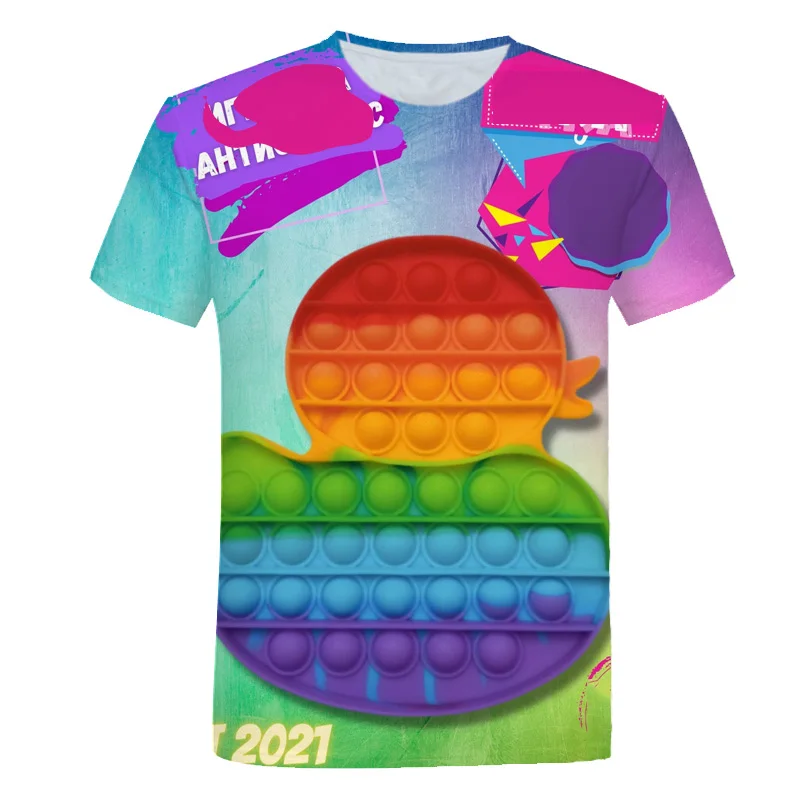 

Детские футболки с 3D-принтом POP IT, забавные мультяшные футболки для мальчиков и девочек, летняя детская футболка, повседневные футболки для ...