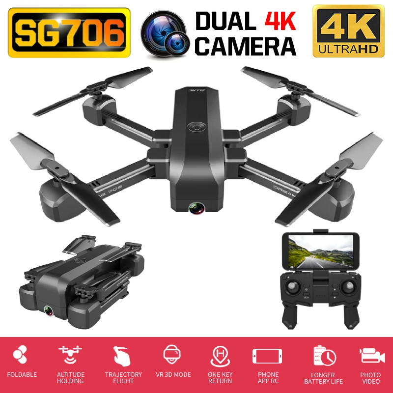 SG706 Дрон 4K WiFi 1080p двойная камера Квадрокоптер с оптическим потоком стабильная