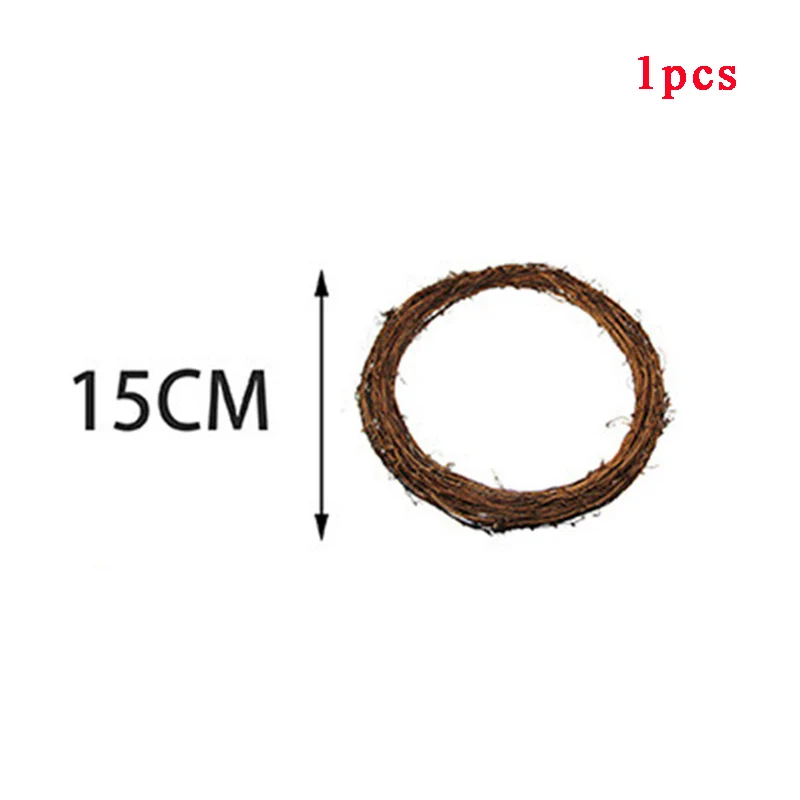 1pcs 15cm rattan Детский обруч для душа с цветами, венок, венок свадебное украшение для невесты, Золотой металлический цвет, кольцо-венок, Рождественский Декор для дома - Цвет: 1pcs 15cm rattan