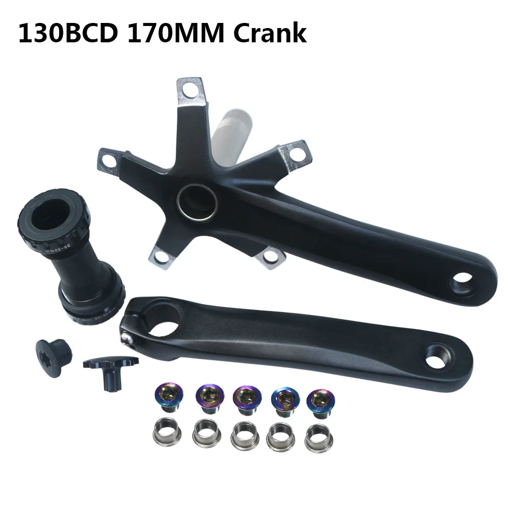 152mm 165mm 170mm 130BCD Fahrrad Kurbelgarnitur Hohl Integrierte Single Speed 5 Nagel Klapp Rennrad Kurbel set BB 44T Kettenblatt – Detail 7