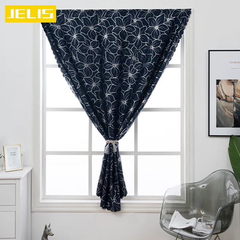 

Velcro Bronzing Lily Embossed Texture Blackout Curtains for Living Room Bedroom Kitchen Solid Color Simple Curtain Blinds Decor