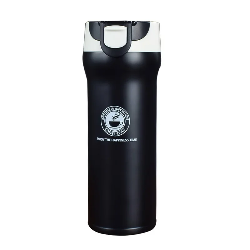 white-black Urijk 400/500 мл вакуумные термосы для автомобиля кофейные кружки двухслойные из нержавеющей стали Портативный стакан Термос Чашка термическая чашка - Цвет: white-black