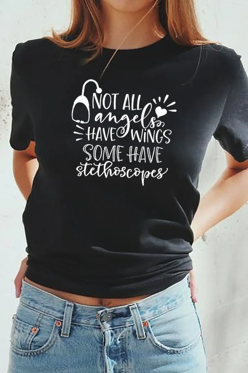 Забавная женская футболка с рисунком ангелов и крыльев Летние повседневные топы