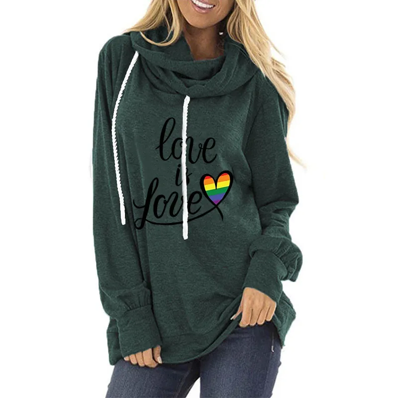 

Rainbow Love Hooded Kawaii Clothes Long Sleeve Sweatshirt Women Spring/Autumn Harajuku Hoodie Women Tops Long Sleeve