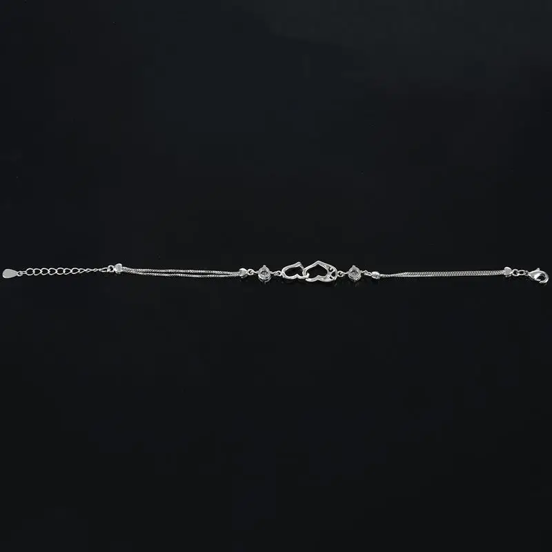 Браслет женский с серебряным покрытием браслет гравировкой I love U 16 + 4 см