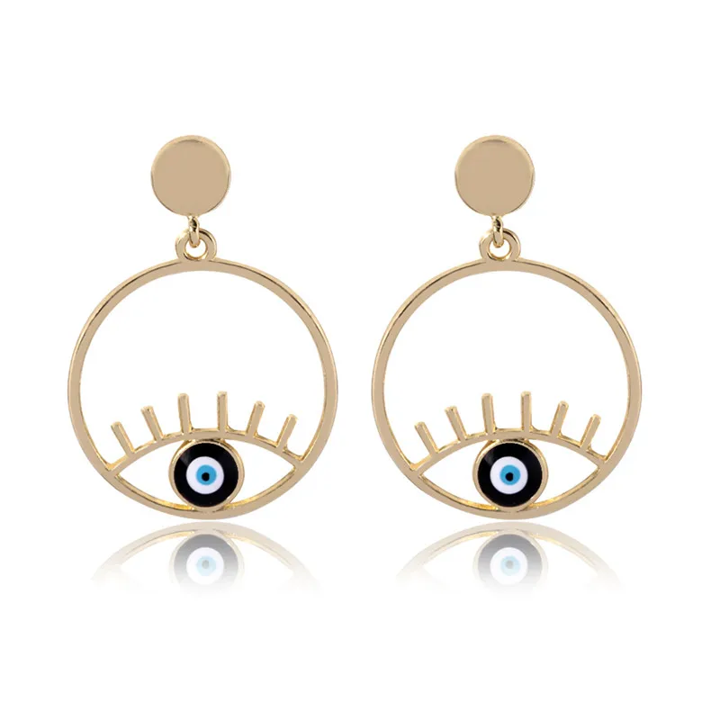 

Free shipping Women Modern Stylish Alloy Jewelry Dripping Multicolor Eye Hollow dangle statement earrings