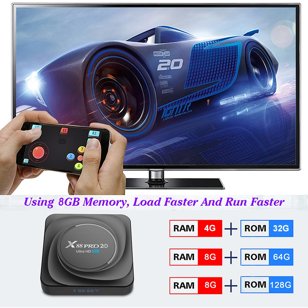 x88 pro 20 tv box android 11 8gb ram 128gb rom rockchip rk3566 support 4k 8k 24fps usb3 0 google assistant youtube 4g 64gb 32gb free global shipping