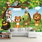 Пользовательские 3D фото детская комната мультфильм животных Тигр Лев постер для детской комнаты Спальня Настенная роспись самоклеющиеся обои