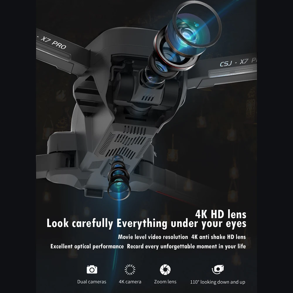 Пси X7 Pro Profissional мини-Дрон с 4K HD Camera5G GPS Wi-Fi FPV RC вертолет Квадрокоптер 2-ось