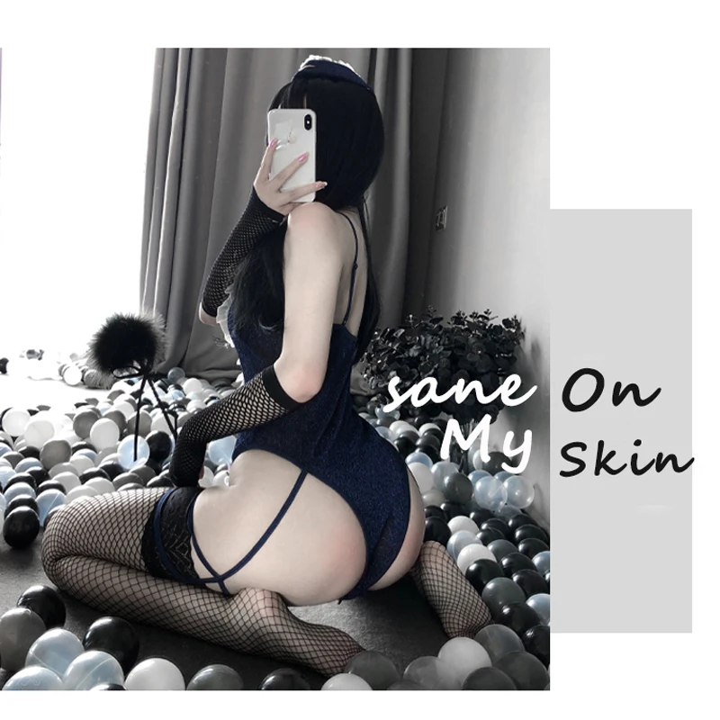 

OJBK Sexy Blue Flight Attendant Bodysuit With Leg Ring Women Summer Fasion Cosplay Costumes Swimsuit Erotic Jumpsuit Photograph