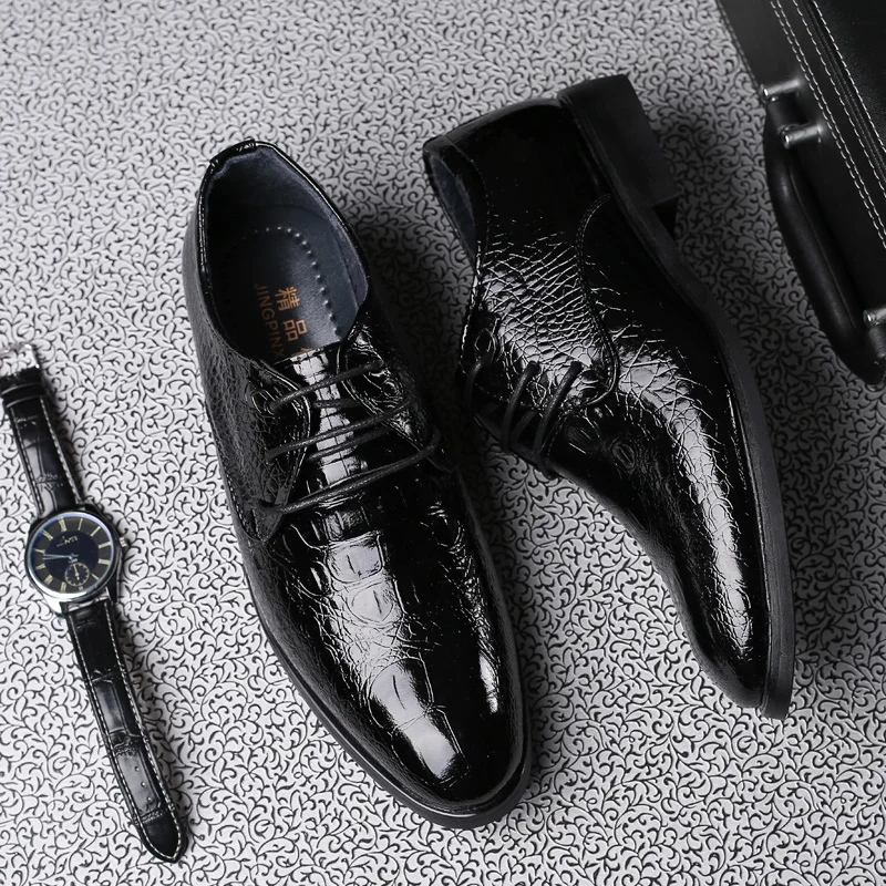 

2021 New Fashion Men Formal PU Leather Oxford For Men Lace Up Dress Wedding Flat Men Slip on Oxford for Men Driving Footwear