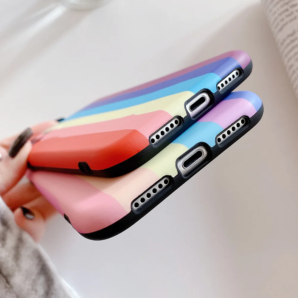 

Rainbow Stripe Star Phone Case For iPhone 12 Mini 11 Pro Max XR XS Max 7 8 Plus X SE 2020 Gradient Color Soft Silicon Back Cover