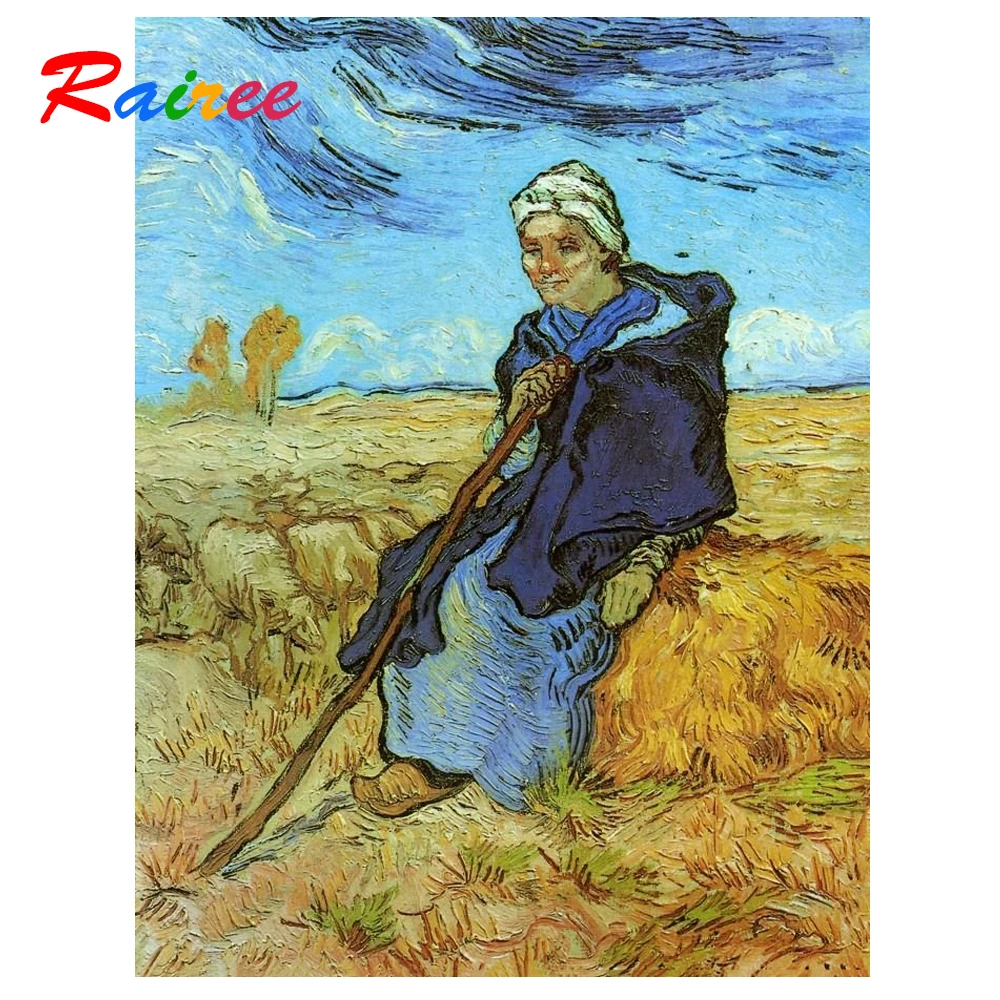 Rairee Van Gogh известная картина &quotПастушка&quot 5D DIY Алмазная вышивка Стразы Мозаика