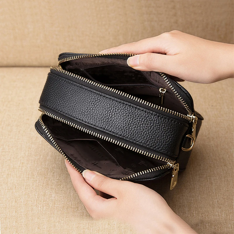 

Genuine Leather Small Ladies Crossbody Bags Female Casual Shoulder Messenger Bags For Women Luxury Handbag Fashion Purse Bag
