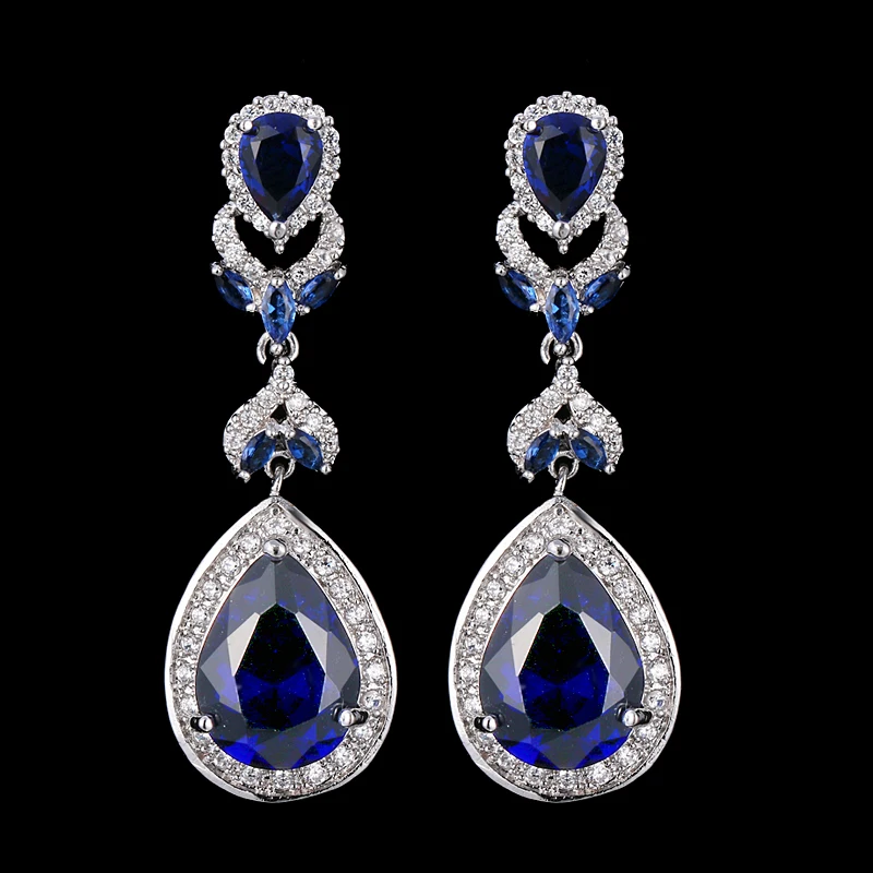 

Bettyue Zircons Classic Blue Water Drop Shaped Cubic Zirconia Crystal Bridal Earrings Wedding Jewelry For Brides Bridesmaid