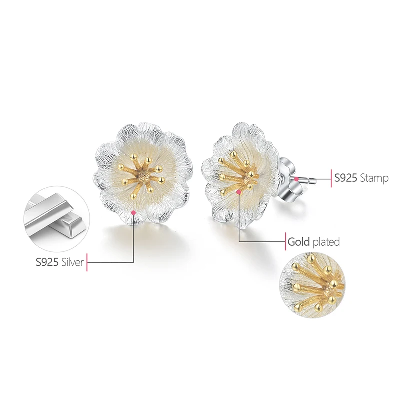 Компания Lotus Fun Дикий Серьги в виде цветов розы 2021 Новое поступление реальные 925