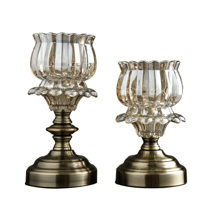 С украшением в виде кристаллов Стекло подсвечник подставка украшения светильник