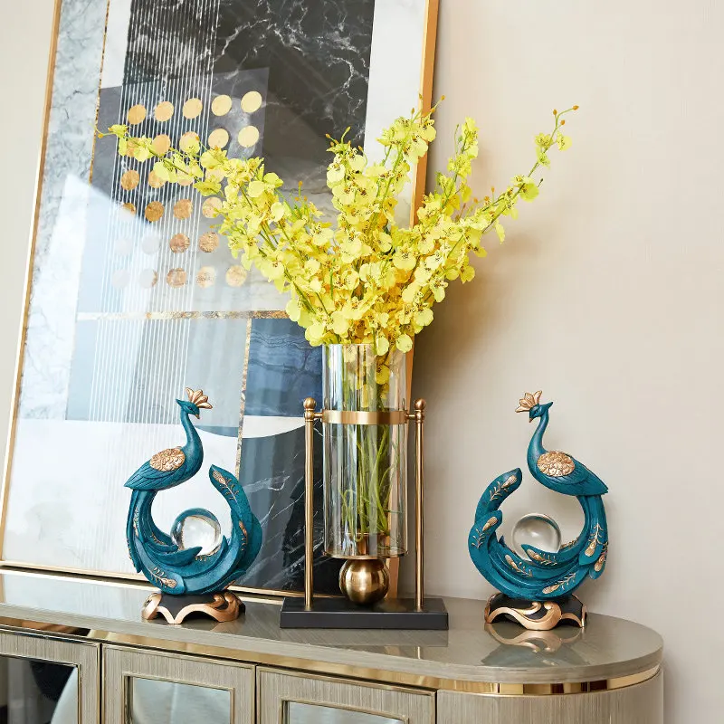 Европейский хрустальный шар павлин смола скульптура украшения декор FENGSHUI мебель