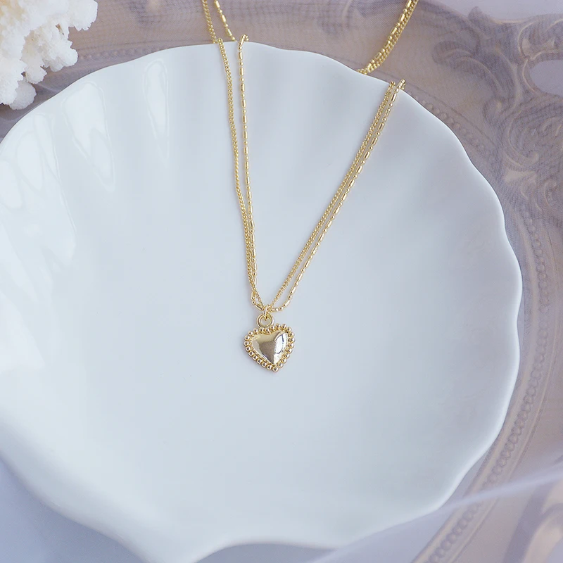 

Korean Exquisite 14k Real Gold Heart Charming Nice Temperament Necklace for Women Pendant Brilliant AAA Zirconia Party Hot Gift