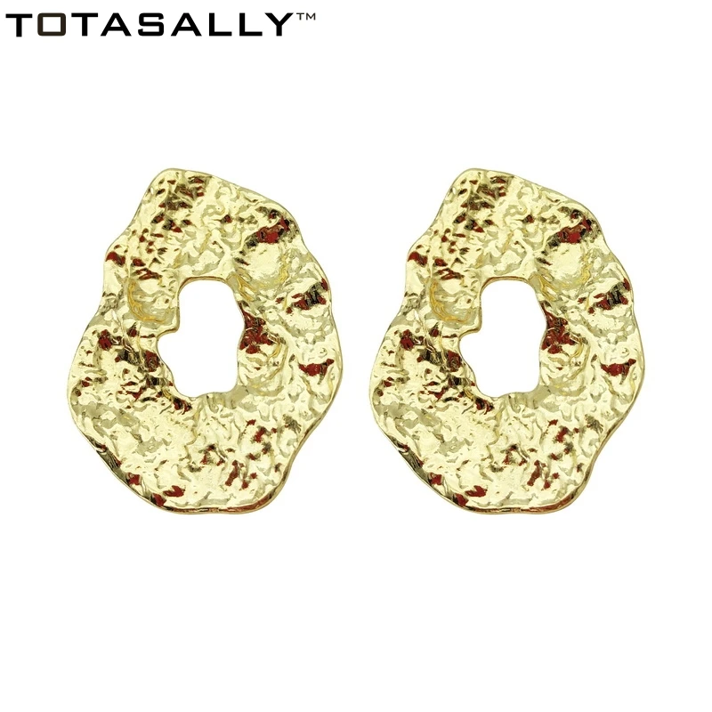 

TOTASALLY Fashion Metal Style Stud Earrings for Women simple geometric designs Gold/Silver Color Earrings DropShipping Jewelry