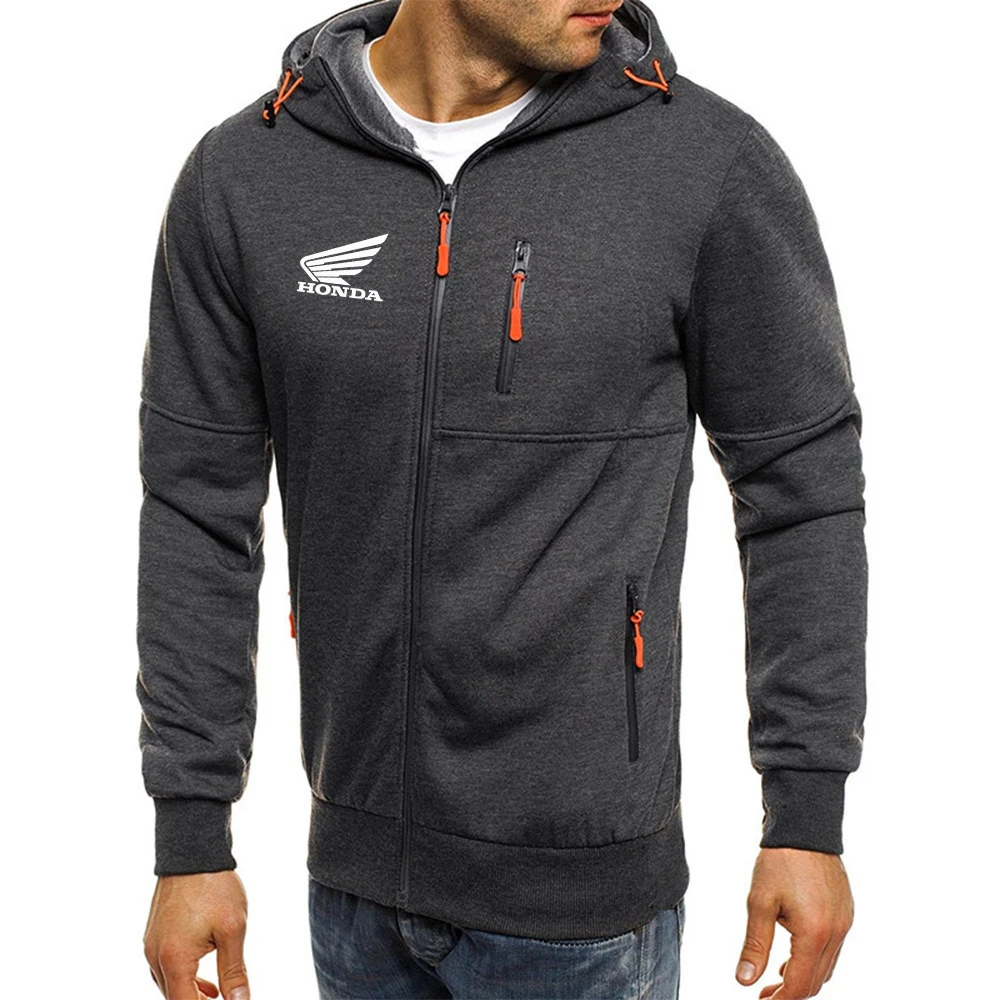 Мужская толстовка с капюшоном и принтом Honda теплая куртка на молнии Повседневная