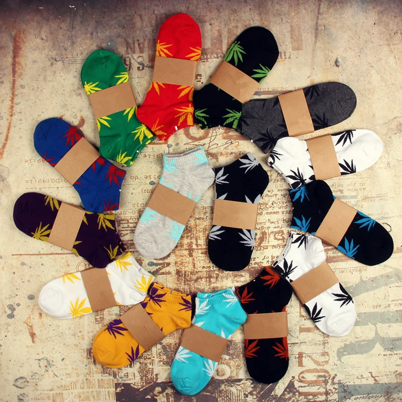 Носки мужские с кленовыми листьями хлопок короткие носки-трубы для скейтборда