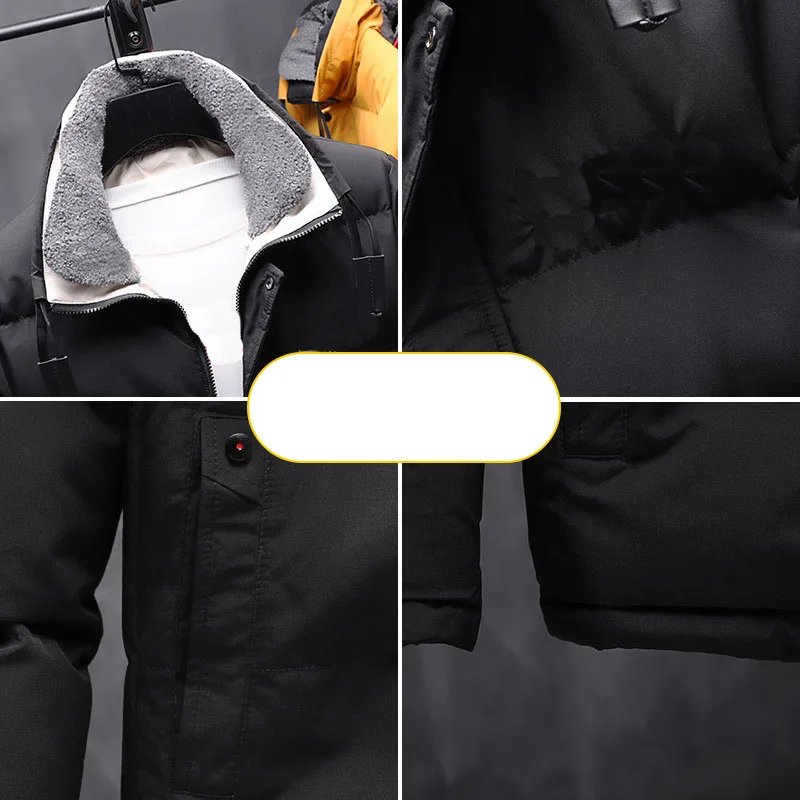 

Winter Men Solid Color Parkas Quality Brand Men's Stand Collar Warm Thick Jacket Slim Outwear Male Casual Parka Coats MY310