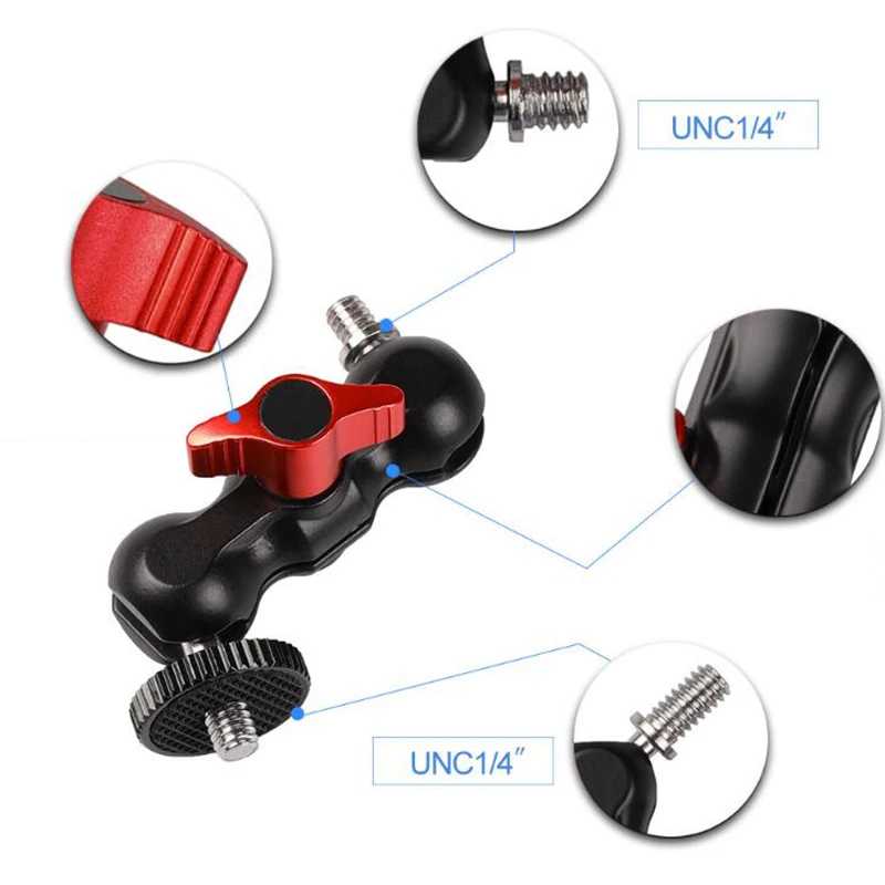 

Dual Ball Head Hot Shoe Adapter Monitor Studio Camera Accessories 1/4" Screw for Gimbal Flash microphone lightting transmission