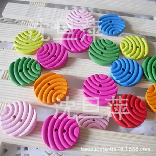 3PCS / Manual \ DIY colored round wooden buttons garment accessories 7 colors blending | Дом и сад