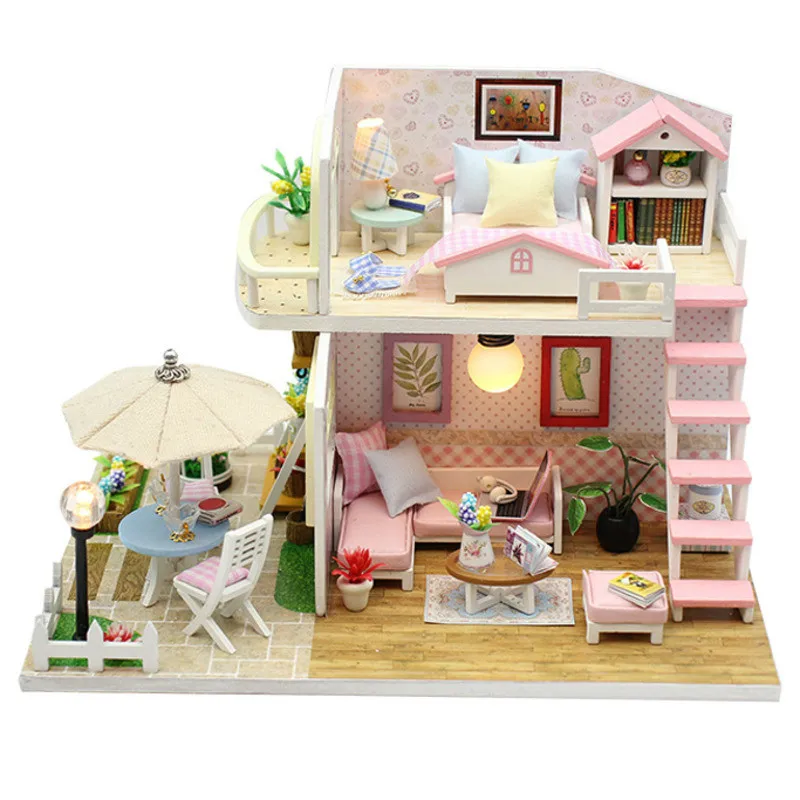 

DIY Miniature Doll House Wooden Doll Houses Handmade Dollhouse Furniture Creative Building Model, Fandai Loft With Dust Cover