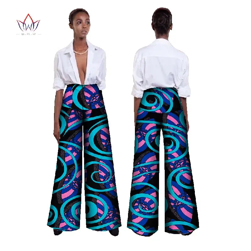 Свободные брюки с высокой талией из ткани воском в африканском стиле размера