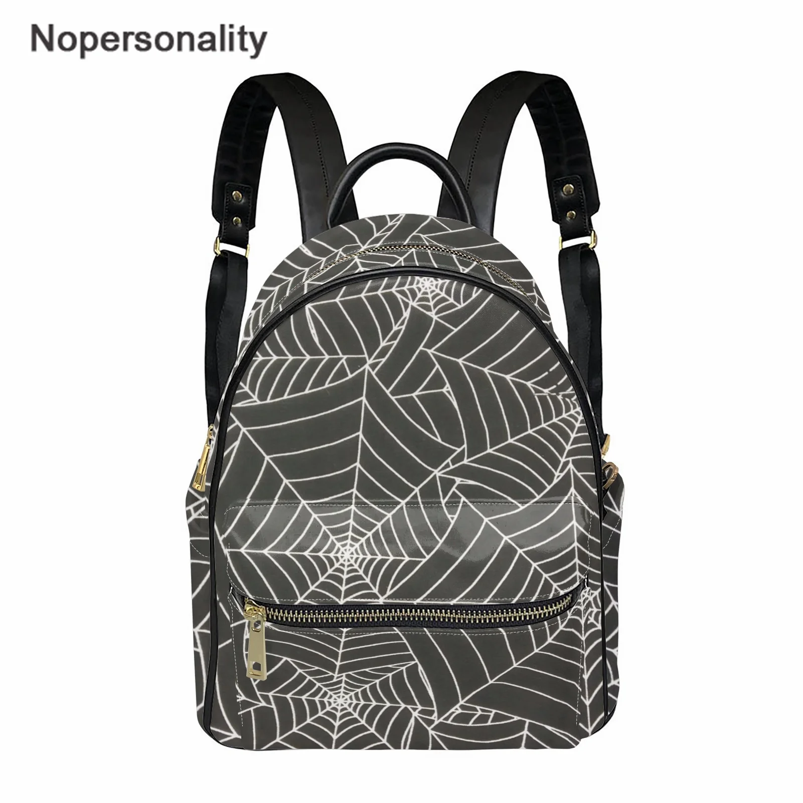 

Nopersonality Fashion Backpack Spider Web Design PU Leather Woman DIY Backbags Casual Big Capacity Bagpack for Teenager Girls
