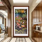 Алмазная вышивка, Круглый Алмаз Вода и богатство девять рыб полная Стразы алмазная живопись Вышивка крестиком, рукоделие GG4704