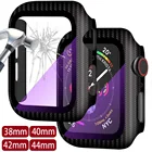 Бампер из углеродного волокна для Apple Watch SE 6, 5, 44, 40 мм, Защитное стекло для экрана, защитная пленка, чехол для Iwatch Series 6, 5, 4