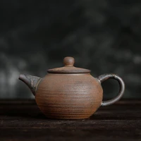 stoneware threaded teapot ceramic kung fu tea set teapot tea maker japanese handmade retro puer tea single pot