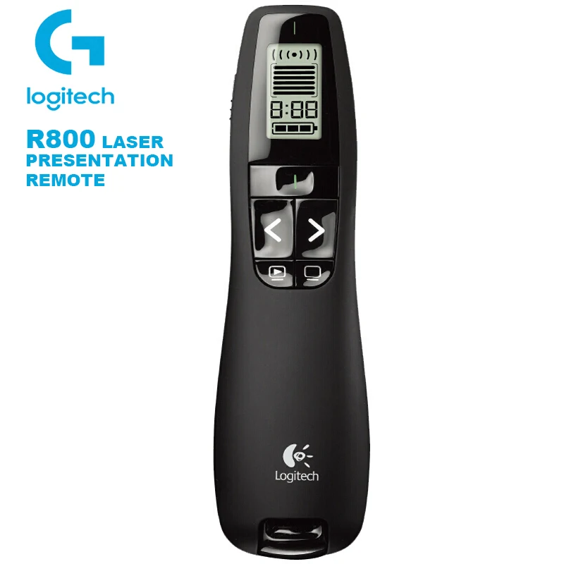 

Пульт дистанционного управления для Презентаций Лазера Logitech R800 с ЖК-дисплеем для отслеживания времени, зеленый лазер, дальность 30 м, для дел...