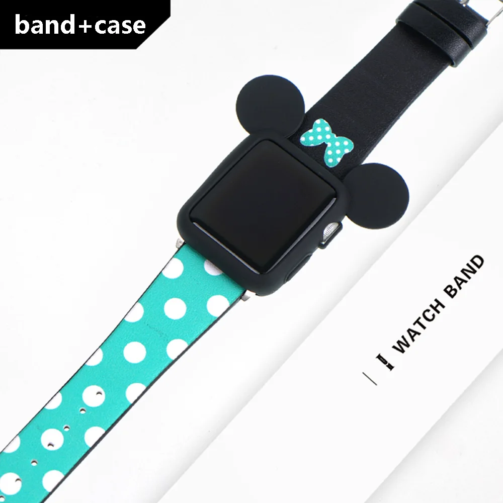 Ремешок для apple watch band 42 мм Натуральная кожа apple watch аксессуары 40 мм iwatch 4 полосы 44 мм 38 мм Микки корпус для мыши женщина - Цвет ремешка: 15