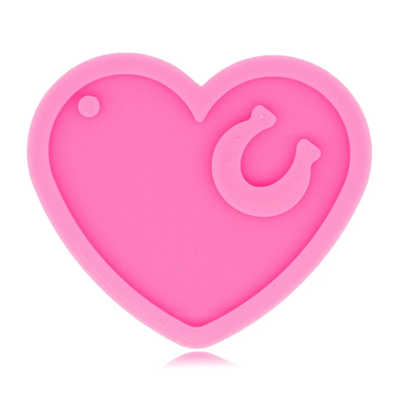 

Keychain Epoxy Resin Mold Shiny Glossy Heart and Horseshoe Keyring Pendant Casting Silicone Mould DIY Crafts Decorations