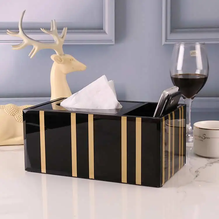 

Modern Retro Glass Napkin Case Tissue Paper Holder Makeup Remote Control Storage Box for Living Room Paper Towel Holder
