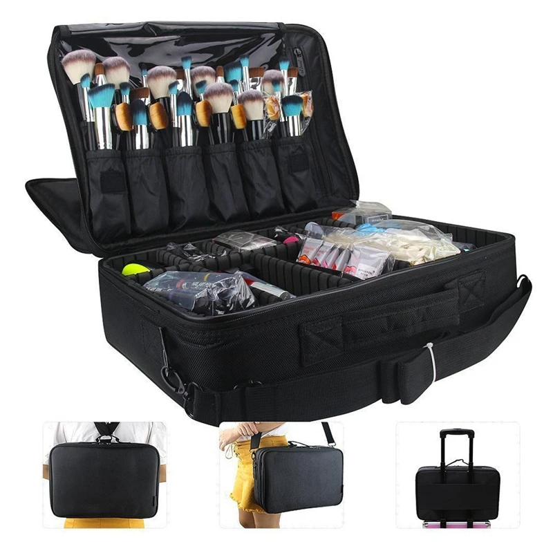 Большой Вместительный чехол для макияжа 3 слоя косметический Органайзер сумка