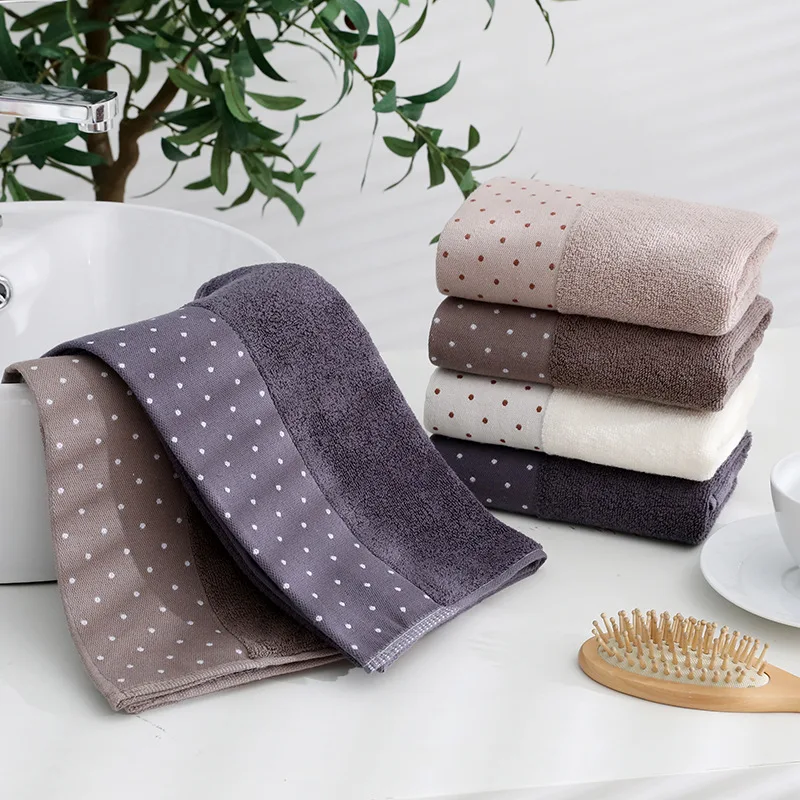 2pcs 34*74 cm Face towel Super soft long stapled cotton face excellent water-absorbing quality dots pattern | Дом и сад