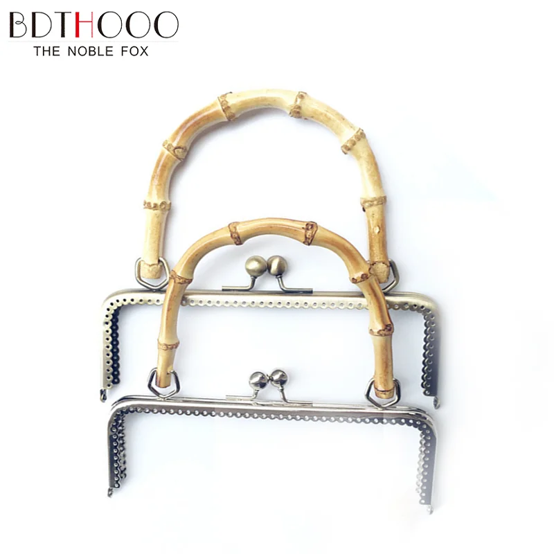 

20cm Bamboo Handle Bag Metal Frame Bronze Rectangle Smooth Clasp Lock Bag for DIY Made Sewing Clutch Handbag Hardware Accessorie